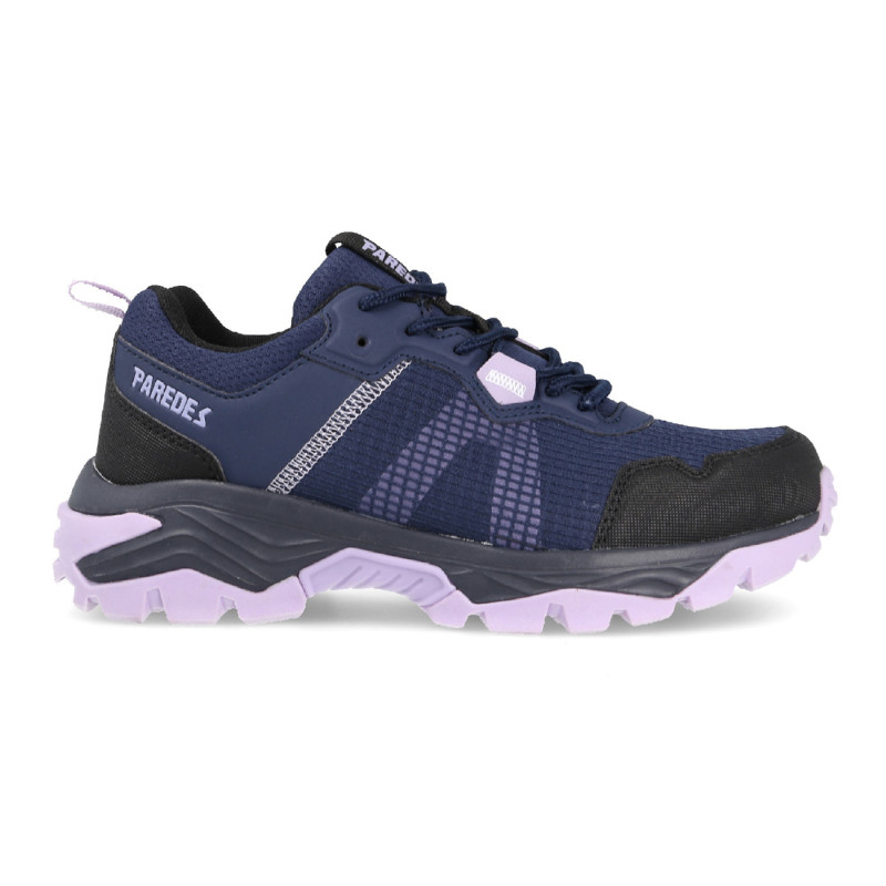 Women's trekking shoes in navy blue with resistant purple combinations