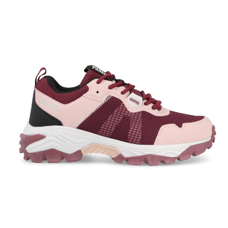 Zapatillas de trekking para mujer en color rosa con combinaciones de granate resistentes