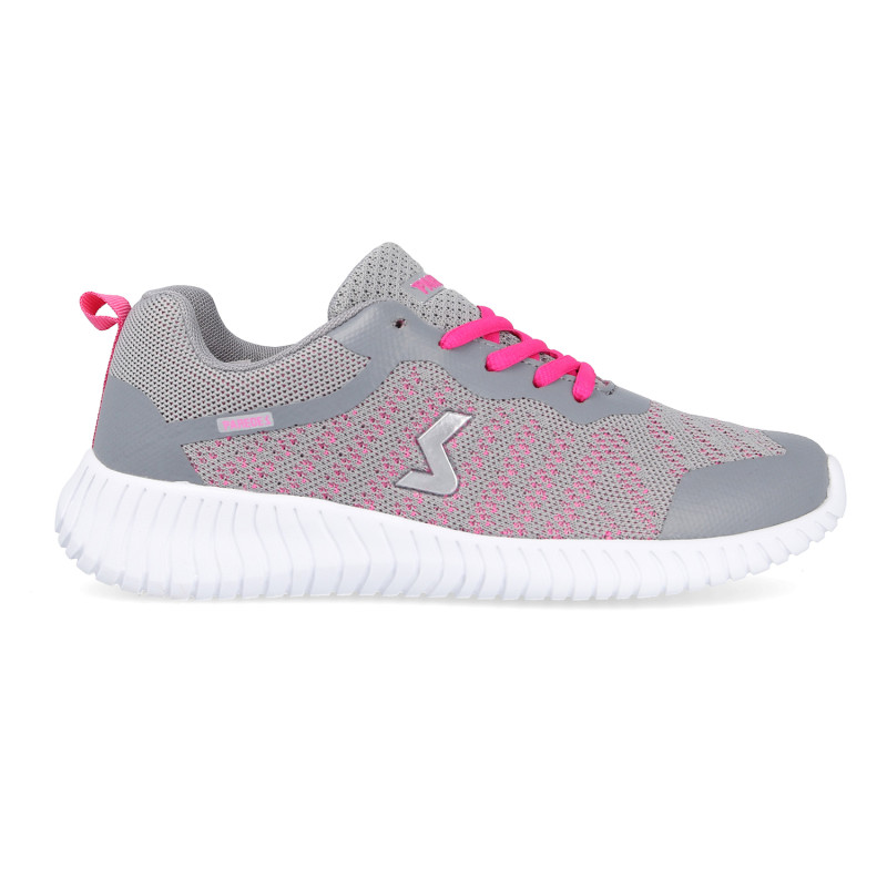 Zapatillas de deporte para mujer cómodas y ligeras en color gris con tonos rosas