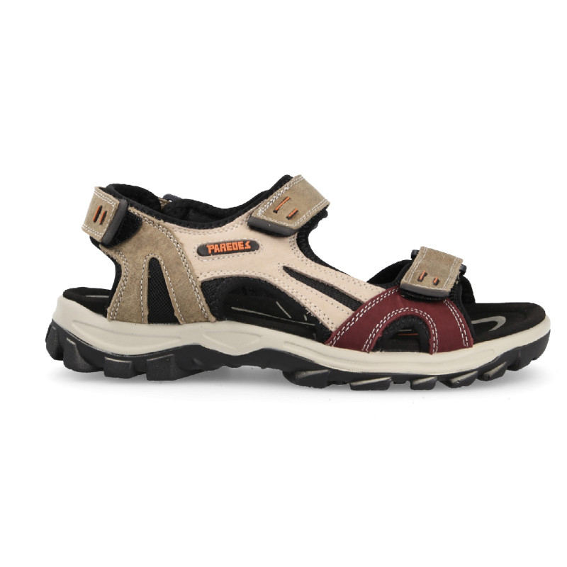 Men's trekking sandals in kaki color resistant, comfortable and with triple adjustment