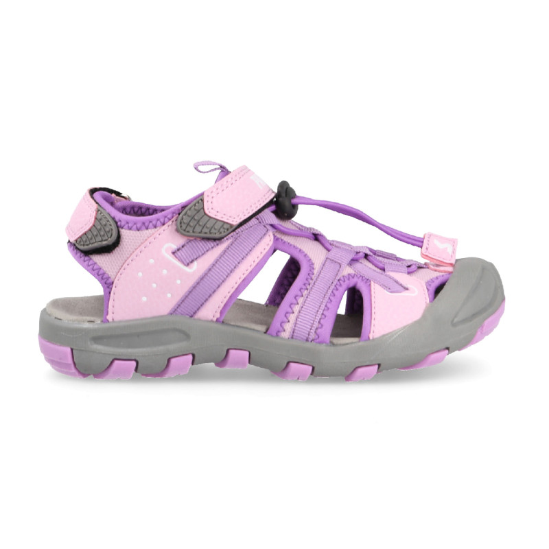 Closed trekking sandals for children with great fit for greater support in lilac color