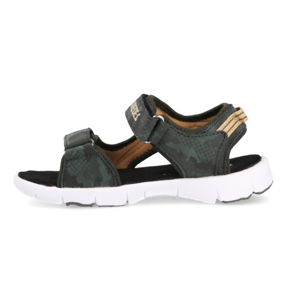 Comfortable and versatile children's sandals with double adjustment in kaki color 2