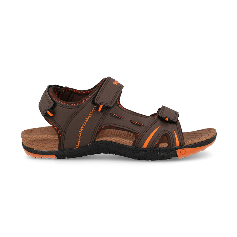 Men's sandals comfortable and light in brown with orange tones