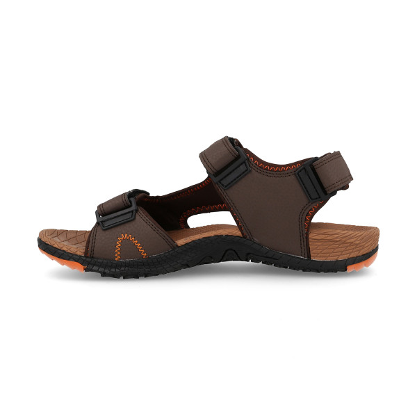 Sandalias de hombre cómodas y ligeras en color marrón con tonos naranjas 2