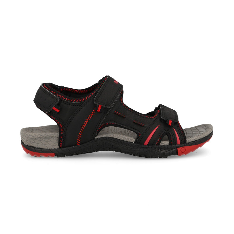 Sandalias de hombre cómodas, frescas y ligeras en color negro con tonos rojos