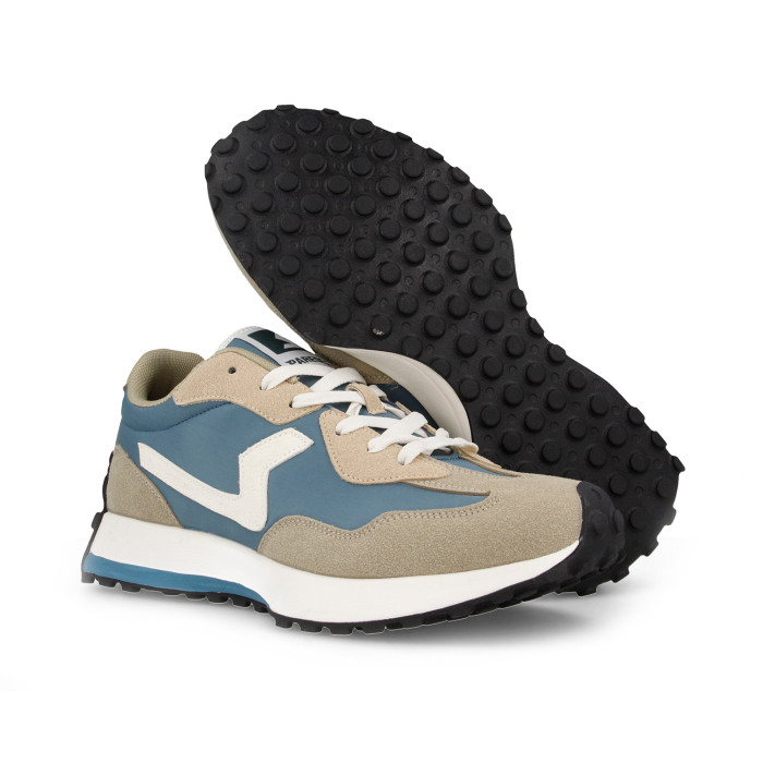 Zapatillas casual hombre Berzosa beige-turquesa