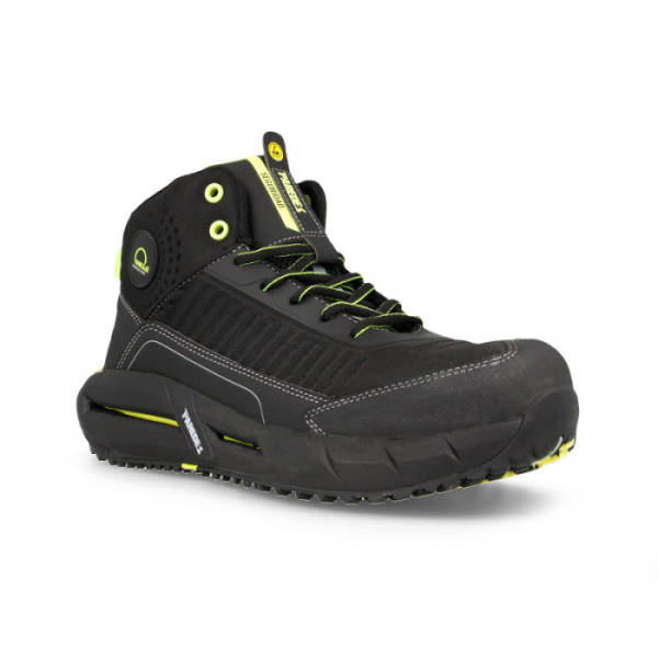 Zapatillas de seguridad Paredes Morfeo negras y naranjas con puntera Carbonshield y suela antideslizante TopGrip 2