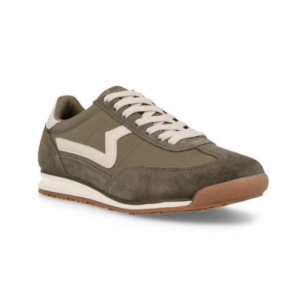 Zapatillas casuales Paredes Gaibiel kaki con materiales serraje 2