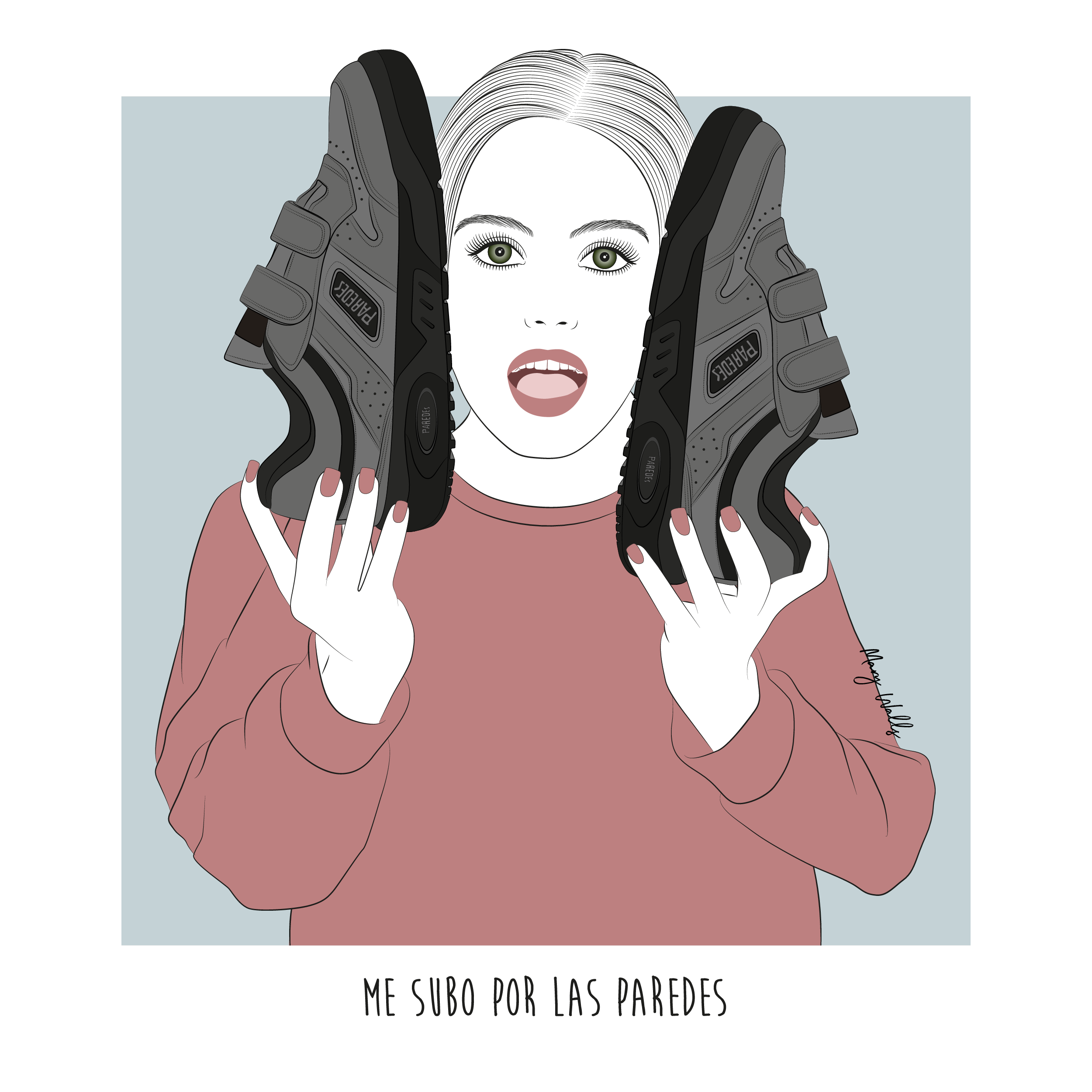 Paredes con la ilustración. Versión ilustrada de las zapatillas Paredes por Mary Walls