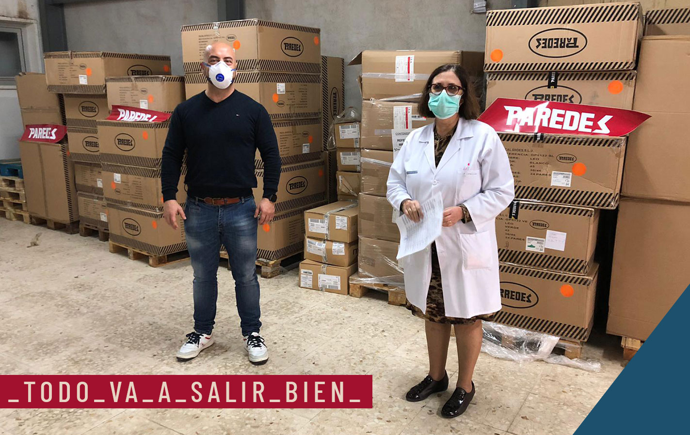 Donación calzado sanitario de Paredes a los Hospitales para hacer frente a la crisis sanitaria del Covid19